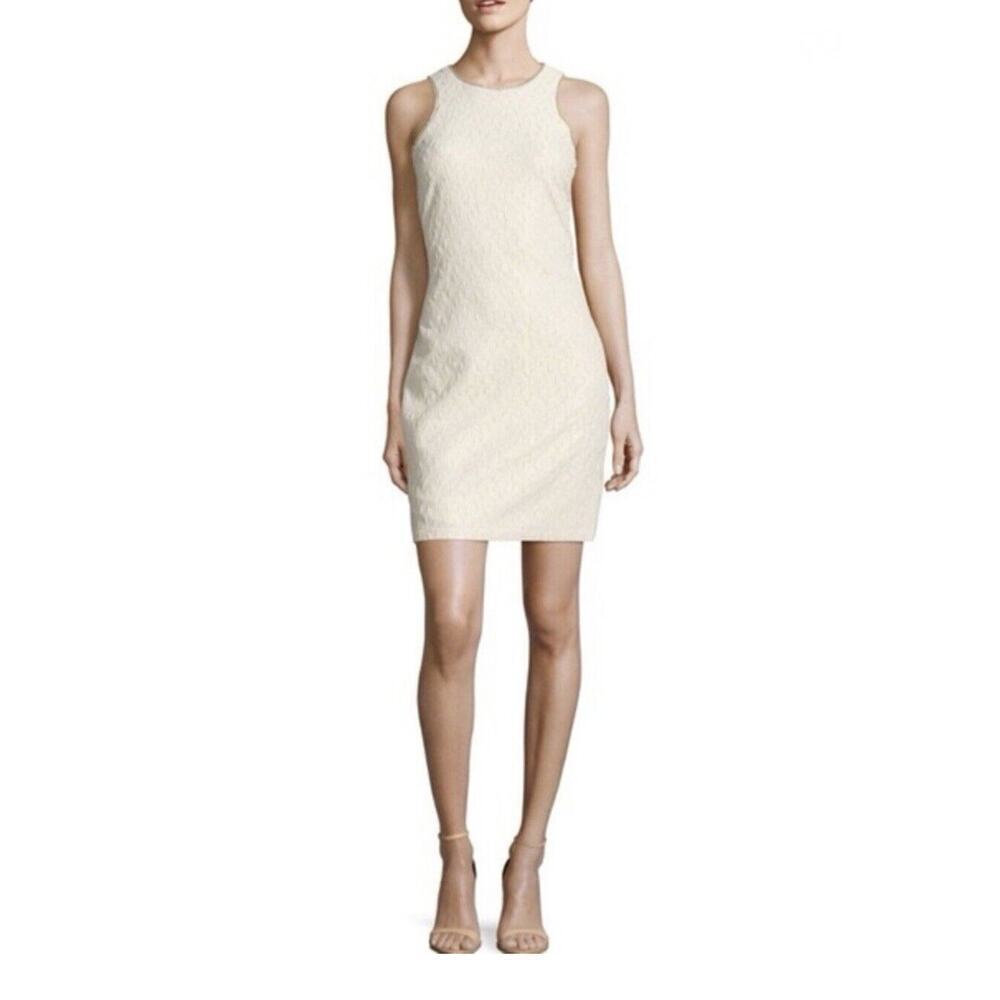NWT Belle Badgley Mischa Vail Dress Ivory Size 6 Fully Lined Sheath Bodycon